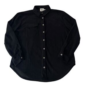 Princess Polly Rylan Black Corduroy Button Front Shirt‎ Women's Size 4